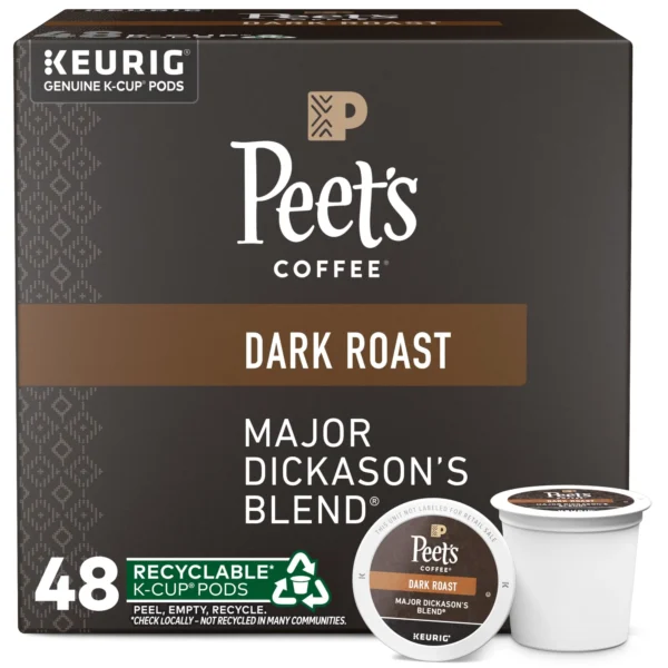 Peet's Coffee Major Dickason's Blend K-Cup Coffee Pods, Premium Dark Roast, 48 Count