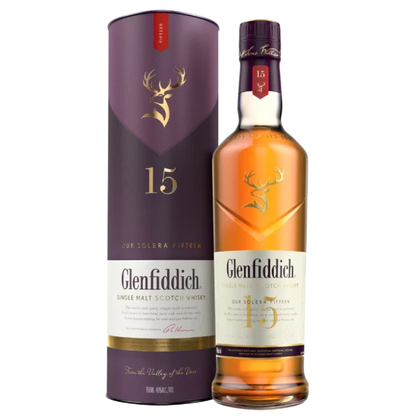 Glenfiddich 15yr Old Single Malt Scotch Whisky 750ml x 12